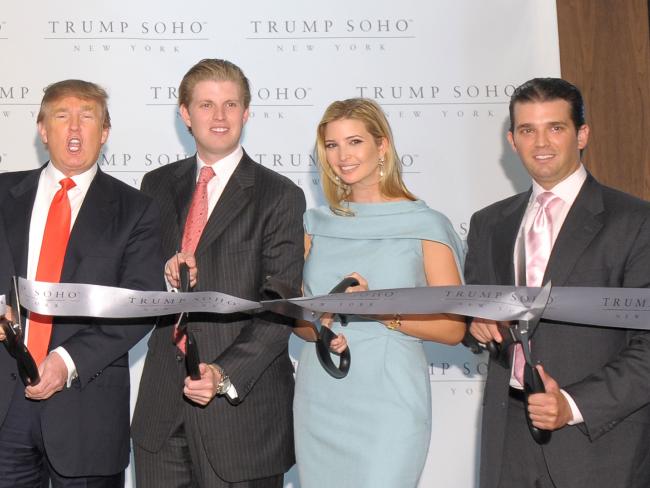 The President-elect and his family have been presented as part of a package deal. Pictured, Donald Trump and his children Eric Trump, Ivanka Trump and Donald Trump Jr. in New York. Picture: Michael Loccisano/Getty Images for Trump Soho.