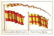 The flags chosen by Charles III in 1785 as War and Merchant ensigns