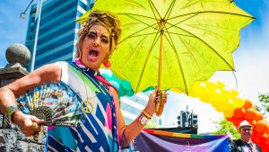 Drag queen Vanessa Wagner led the SpringOUT Pride parade and family fun day.