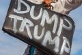 A protester demonstrates in an anti-Trump protest against President-elect, Donald Trump.