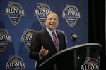 NHL commissioner Gary Bettman speaks before the NHL hockey All-Star game skills competition Sunday, Jan. 31, 2016, in Nashville, Tenn.