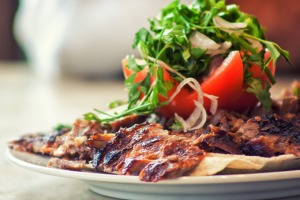 Shawarma platter at one of the oldest shawarma places in Dubai.