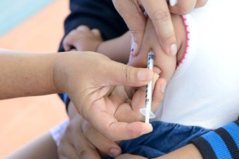 A child being vaccinated