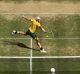 SYDNEY, AUSTRALIA - SEPTEMBER 17: Sam Groth of Australia volleys playing with John Peers in the doubles match against ...