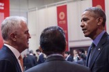 Prime Minister Malcolm Turnbull speaking with US President Barack Obama at the APEC Summit in Peru 19th NOVEMBER 2016 ...