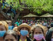 Cambodian garment workers blockade the Labour Ministry for a higher minimum wage