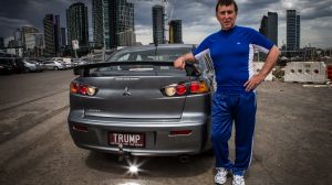 Morris Boccabella is selling his "Trump" number plates on Gumtree. Melissa Singer story. 21st November 2016. Photo by ...