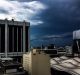 Storm clouds gather over Melbourne.