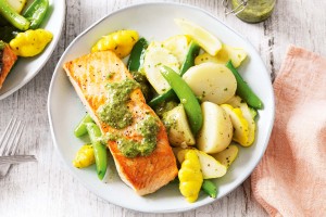 Grilled salmon with salsa verde