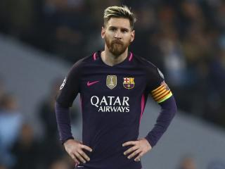 Barcelona's Javier Mascherano, left, Lionel Messi centre and Neymar reacts after the end of the Champions League group C soccer match between Manchester City and Barcelona at the Etihad stadium in Manchester, England, Tuesday, Nov. 1,2016. City won the game 3-1. (AP Photo/Dave Thompson)