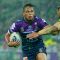 MELBOURNE, AUSTRALIA - APRIL 25:  Will Chambers of the Storm runs with the ball during the round eight NRL match between ...