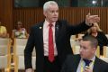 Senator Malcolm Roberts during a press conference at Parliament House Canberra on Tuesday. 