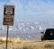 A car travels down historic Route 66 toward Albuquerque, New Mexico. 