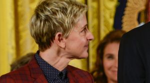  Ellen DeGeneres tears up as President Obama presents her with the 2016 Presidential Medal Of Freedom.