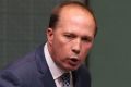 Immigration minister Peter Dutton during question time at Parliament House Canberra on Monday.