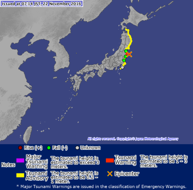 Initial tsunami observations along the Fukushima coast. 