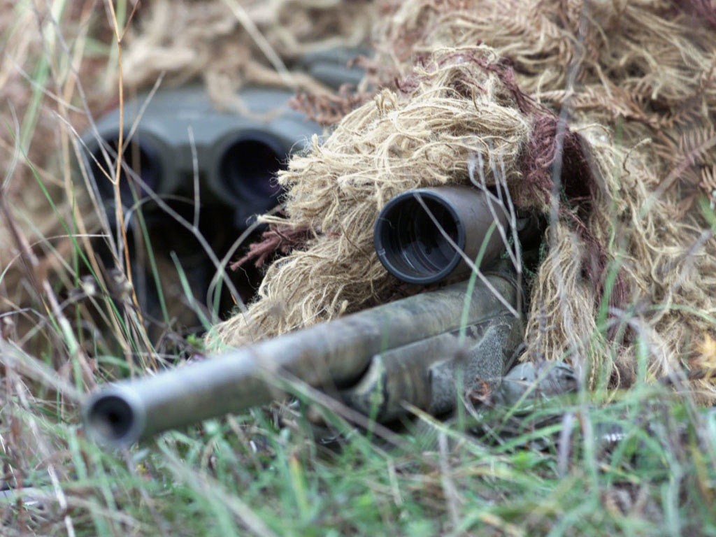 Sniper hidden in grass