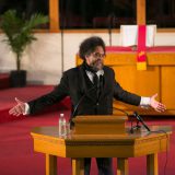 Cornel West speaking at the Allen Temple Baptist Church in Oakland, CA in 2015. Samuel Merrit University