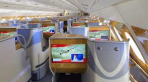 Business class on an Emirates A380.