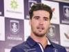 Alex Pearce speaks at a press conference after Fremantle Dockers training at Fremantle Oval. 21 NOVEMBER 2016 Picture: Danella Bevis The West Australian