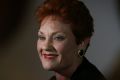 Senator Pauline Hanson addresses the media during a doorstop interview at Parliament House in Canberra on Wednesday 23 ...