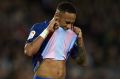 Neymar reacts during the La Liga match against Malaga.