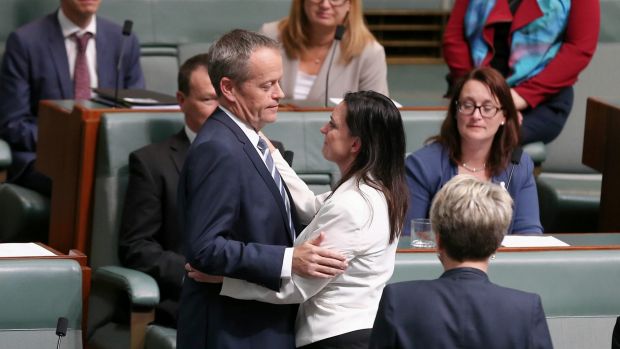 Opposition Leader Bill Shorten with Labor MP Emma Husar.