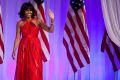 Michelle Obama on Inauguration Day in 2013, wearing a dress by Jason Wu.