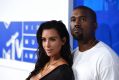 Kanye West (R) and Kim Kardashian at the MTV Video Music Awards in New York on August 28 this year.