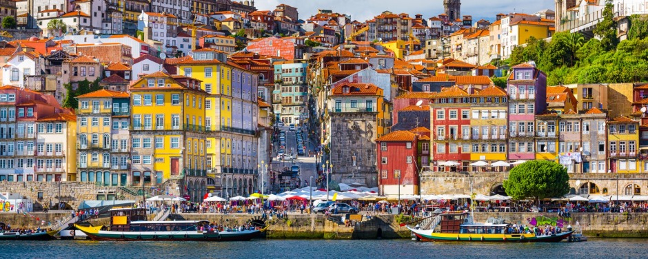 Porto's old town skyline from across the Douro River.
