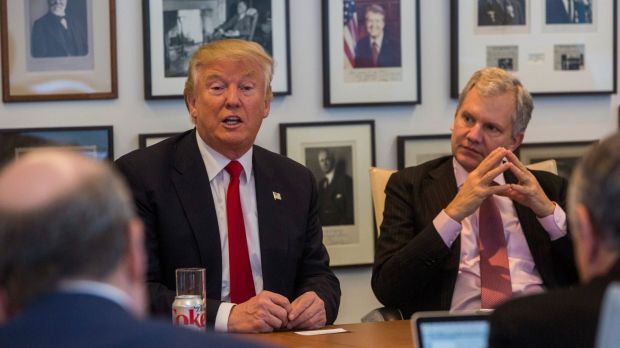 President-elect Donald Trump held a meeting with Arthur Sulzberger jnr, right, publisher of  <i>The New York Times</i>, ...