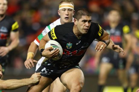 On the move: Chris Grevsmuhl in action for Penrith against his former club South Sydney.