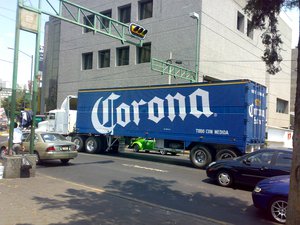 File - A Corona Beer lorry on a delivery in Mexico City, Mexico.