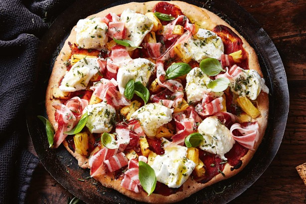 Colin's prosciutto, pineapple and mozzarella pizza