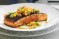 Blackened salmon with corn salsa