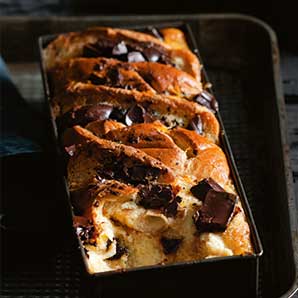 Choc orange brioche pudding