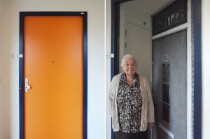 Ms Roodenburg's personalised door reminds her of the warmth of her previous residence.