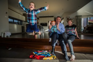 The Steve family of Narrabundah supporting loud shirt day (from left) Alexander, 6, Oliver, 2, and dad Anthony, and mum ...