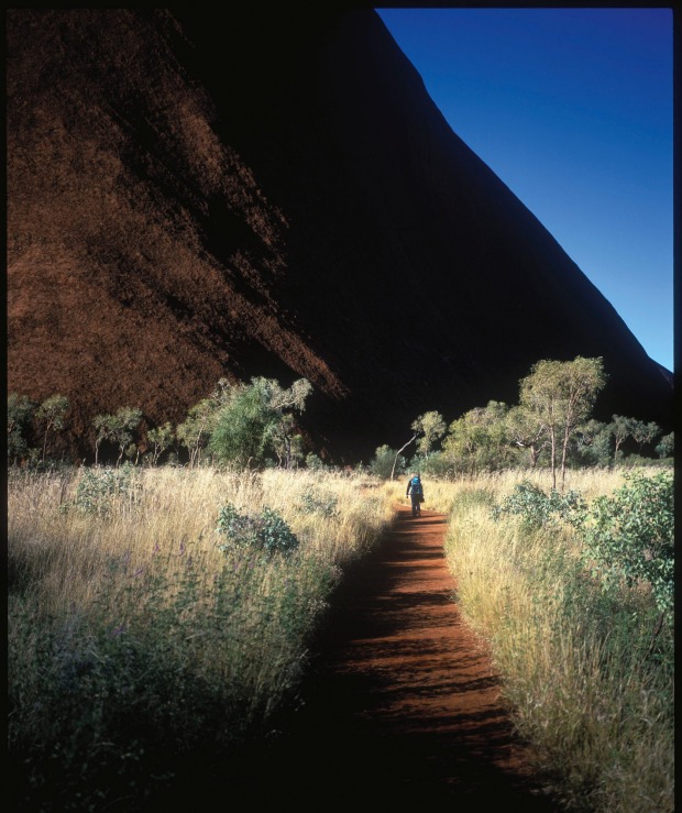 One of many walking tracks at the base of Uluru, the sacred home of the Alangu people. 
