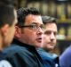 Premier Daniel Andrews with  volunteer and staff firefighters at the Springvale CFA station.