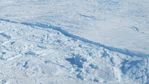 File - Calving front of Humboldt Glacier seen during the May 1, 2014, IceBridge survey flight over the Arctic.