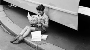 Russell Ping Foon visits the City of Sydney Mobile Library in Redfern on 10 January 1957. SMH NEWS Picture by GORDON ...