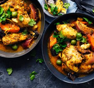 Neil Perry's chicken and green olive tagine.