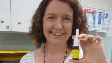 Lead researcher Dr Julie Fleet with the spray.