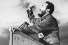 In full flight. Fidel Castro talking to the people in the early 1960s. The speeches lasted for hours.