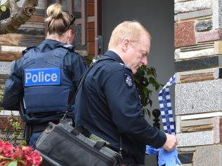 Forensic police arrive to collect evidence. A home invader has been stabbed in a Salisbury Street home in Coburg, a car was stolen from the property. Picture: Nicole Garmston