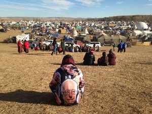 Protesters gather at an encampment on Saturday, Nov. 26, 2016, a day after tribal leaders received a letter from the U.S. Army Corps of Engineers that told them the federal land would be closed to the public on Dec. 5, near Cannon Ball, North Dakota.