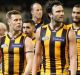 Sam Mitchell (left) and Jordan Lewis (front centre) are two of six Hawks to make the cut.