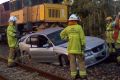 A freight train collided with a car at Landsborough.