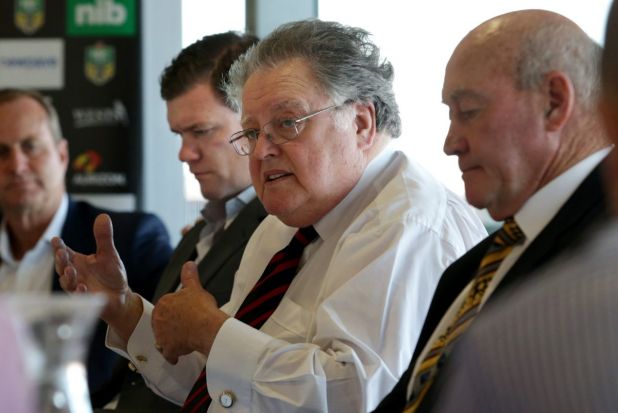 'Invidious position': Knights chairman Brian McGuigan, centre, hopes the club can act as a circuit-breaker in the ...